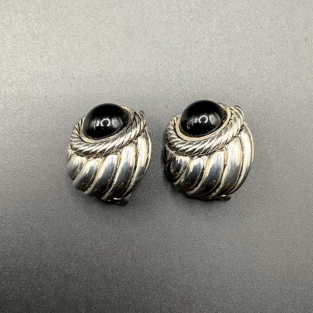 Park Lane Silver tone and Black Clip On Earrings
